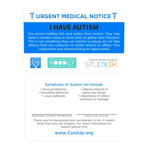 StudyKIK Autism Assistance Card 3 pcs