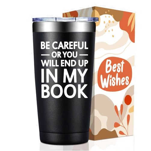 BIRGILT Writer Gifts for Men, Women - Cool Gifts for Writers, Authors - Christmas, Birthday, Appreciation Gift for Author - Be Careful Or You'll End Up In My Book - 20oz Writer Tumbler Cup