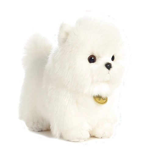Aurora® Adorable Miyoni® Tots Pompom Pup Stuffed Animal - Lifelike Detail - Cherished Companionship - White 9 Inches