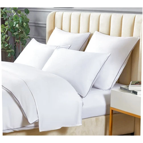 DAUAOTO Twin/Twin XL Bedding Set - 1 Duvet Cover + 1 Pillow Sham, White with Decorative Grey Piping, Dorm Microfiber Bedding