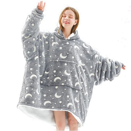 Homemate Wearable Blanket Hoodie, Cute and Funny Patterns Oversized Hoodie Sweatshirt Blanket for Adults Women Men，Cozy，Warm，Fuzzy Hoodie Blanket