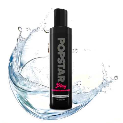 Popstar Labs Play Silicone Based Lube - Silky Smooth Personal Lubricant for Privacy and Toys - Latex Friendly, High Grade Silicone Lube, Made in USA, 3 oz