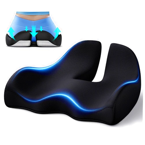 Benazcap X Large Memory Seat Cushion for Office Chair Ergonomic Cushions Pad Pillow for Pressure Relief Sciatica & Pain Relief Memory Foam for Long Sitting for Gaming Chair and Car Seat Black