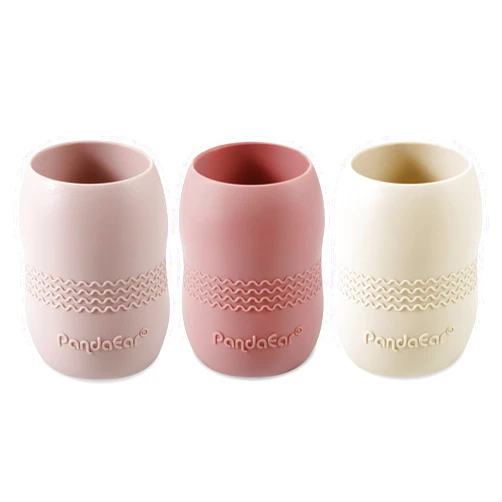 PandaEar 3 Pack Silicone Cups for Baby 6-12 Months| Open Tiny Cups Toddler Sippy Cups| Unbreakable Durable Silicone Training Cup Weaning Water Drinking Cup