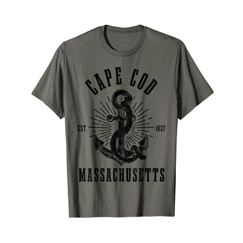 Cape Cod Massachusetts - USA Souvenirs Cape Cod Est 1637 Massachusetts Anchor Vintage USA Souvenir T-Shirt