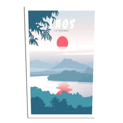 SDFSD Laos Mekong River Vintage Travel Poster Decorative Posters Modern Bedroom Office Family Canvas Art Poster Picture Painting Posters Wall Decor Art Gift 12x18inchs(30x45cm)