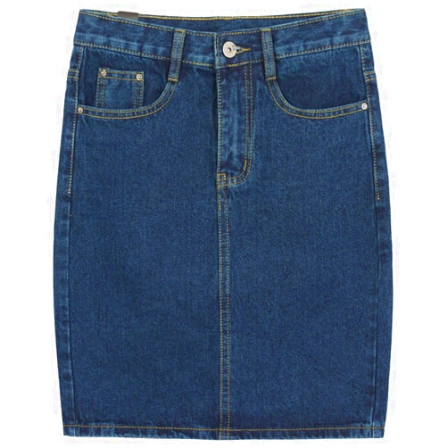 chouyatou Women's Basic Five-Pocket Rugged Wear Denim Pencil Skirt with Slit