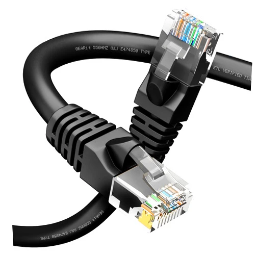 GearIT Cat 6 Ethernet Cable (1-Pack 100 Feet) Cat6 Network Patch, 10Gbps, RJ45, Snagless Cord, Gold-Plated Connectors, Internet for PC, TV, Tablet, Router, Printer, Servers, IT Data Center - Black