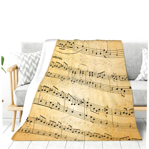 Jbofyee Musical Notes Throw Blankets All Season Ultra Soft Warm Piano Music Enthusiast Fleece Blanket for Home Bed Sofa Couch Chair Outdoor Travel Camping 50x40 Inch