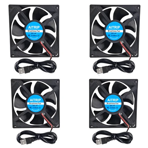AITRIP 4PCS 80mm USB Fan 5V Brushless 8025 80x25mm for Cooling DIY PC Computer Case 3D Printer CPU Coolers Radiators