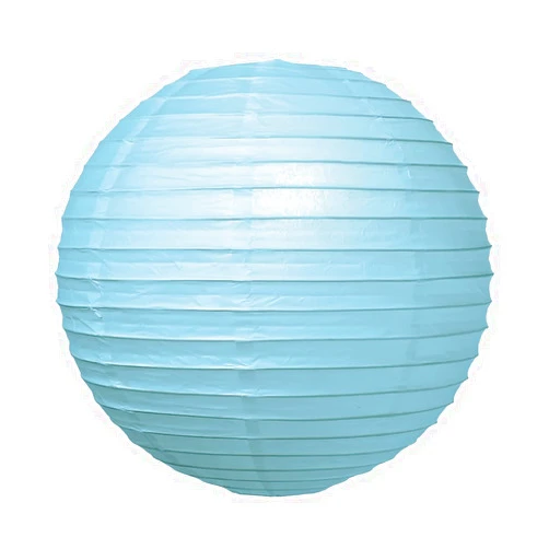 Luna Bazaar Premium Paper Lantern Lamp Shade (12-Inch, Parallel Ribbed, Ice Blue) - Chinese/Japanese Hanging Decoration - for Parties, Weddings, and Homes