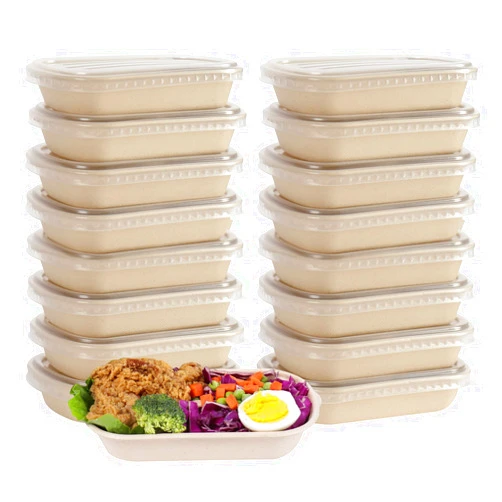 JAYEEY 17 oz Disposable salad bowls with lids, Sugarcane Fiber Paper Bowls take away Bagasse food containers meal prep deli container 50 Pack