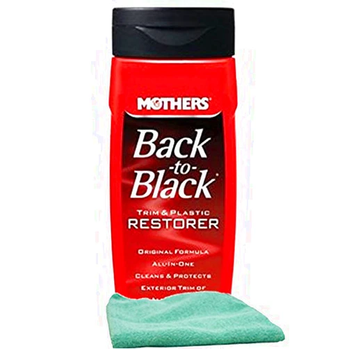 Mothers Back-To-Black Trim & Plastic Restorer (12 oz) & Microfiber Cloth Kit