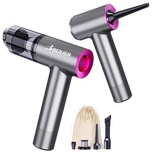 BENJEN Mini Car Vacuum Cleaner, 2-Speed Adjustable, Cordless Handheld Vacuum Cleaner with Brushless Motor 15000PA High Power, Portable Vacuum Cleaner for Car, Office and Home Cleaning (Grey)
