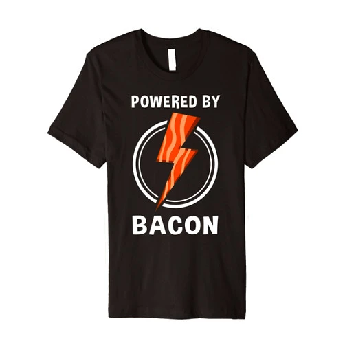 Cool Love Hog Pig Cuts Strips Meat Eater Designs Funny Powered By Bacon Gift For Men Women Pork Belly Lover Premium T-Shirt