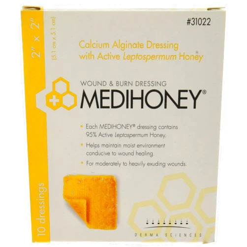 Derma Sciences 31022 Medihoney Calcium Alginate Dressing, 2