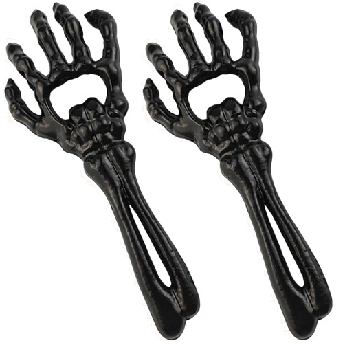 TIHOOD 2PCS Cast Iron Skeleton Hand Themed Beverage Bottle Opener Unique Funny Bottle Opener Metal Bottle Opener Man Halloween Christmas Wine Opener