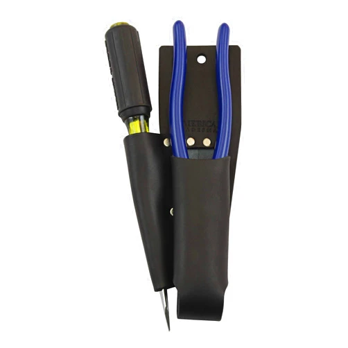 American Tradesman 714BK - Black Leather Lineman's Pliers and Screwdriver Holder Slotted