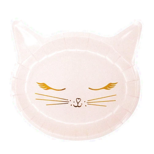 Cadpkler 8Pcs Pink Cat Face Paper Plate - Disposable Plate with Cat Face Shape - Party Supplies - Disposable Paper Plate (9 
