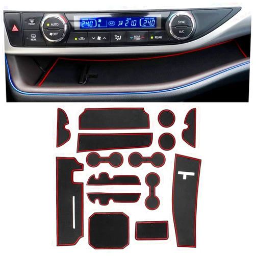 Senzeal Car Door Slot Pad Cup Mats Center Console Liner for Toyota Highlander 2014 2015 2016 2017 2018 2019 Interior Accessories 15pcs/Set