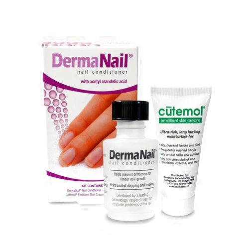 DermaNail Nail Strengthener & Cuticle Cream Set - Fingernail Care Kit with Liquid Nail Strengthener & Cutemol Cream (11.5g Sample) Healthy Growth - Repair for Brittle, Damaged, Thin, & Peeling Nails