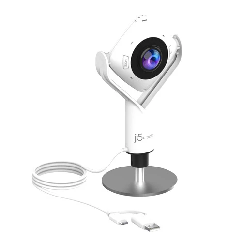 j5create 360 Degree All Around Meeting Webcam - 1080P HD Video Conference Camera with High Fidelity Microphone, USB-C | for Video Conferencing, Online Classes, and Collaboration (JVCU360)