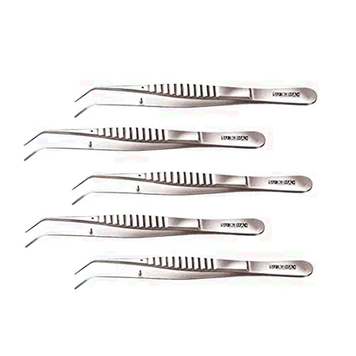 SurgiMac #317 College Cotton Dental Surgical Tweezers Set | Orthodontic Surgical Tools Dressing Pliers 6 | Professional Cotton Tweezers Diagnostic Instruments (5 Pack) Dental