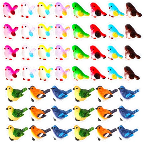 Wenqik 50 Pcs Mini Resin Birds Figurines Miniature Dollhouse Accessories Cute Bird Decorative Figurines for Garden Crafts Micro Landscape Ornaments Home Decoration Cake Topper