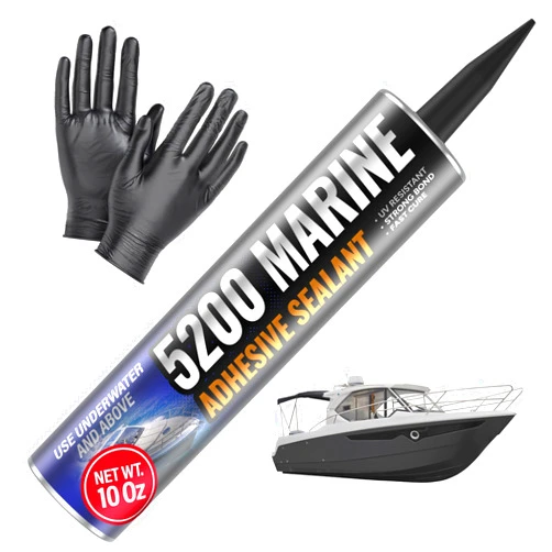 FORTIVO 5200 Marine Sealant - Fast Cure, High Bond Strength, UV Resistant Underwater Sealant, Marine Adhesive Sealant for Boats, Hulls, Decks, & RVs - 5200 Marine Sealant White with Gloves, Nozzle and 10 oz