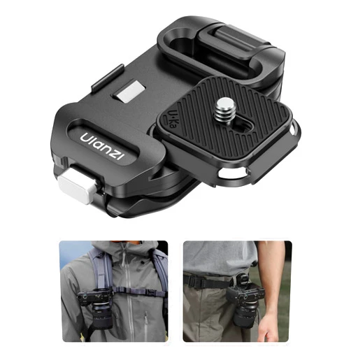 ULANZI Camera Backpack Strap Clip,w Plate Quick Release System, Compatible w Uka QR Plates, for Sony, Nikon, Fuji, DSLR Action Cam Mount, Bearable Load up to 10kg【Not Compatible w F38/Arca System】