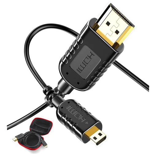 FOINNEX Micro HDMI to HDMI Cord, Ultra Thin 2.5mm Micro HDMI Cable Bidirectional 4K@60Hz for Gimbal, GoPro Hero, Raspberry Pi4, Kindle Fire HD-2FT
