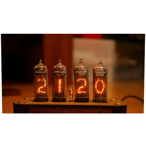 Handmade Nixie Tube Clock IN-14 Retro Vintage. Oak enclosure. (12 hours format)