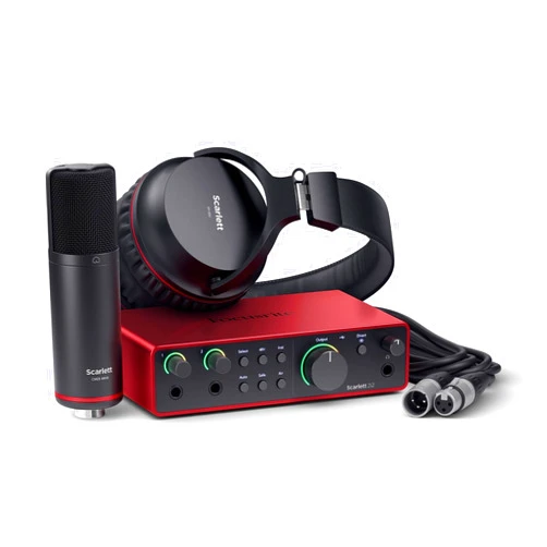 Focusrite Scarlett 2i2 Studio 4th Gen USB Audio Interface Bundle for the Songwriter with Condenser Microphone and Headphones for Recording, Streaming, and Podcasting