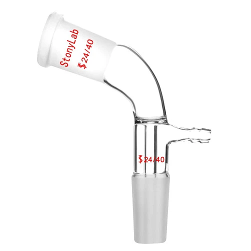 StonyLab Glass Vacuum Take Off Adapter, 105 Degree Bent, Short Stem with 24/40 Joints