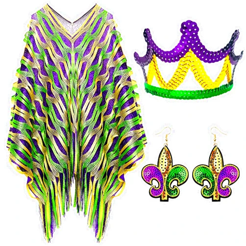 Seiddons Mardi Gras Shawl Costume Accessory Se
