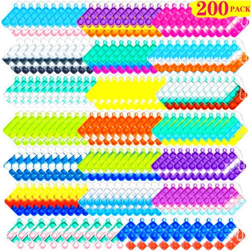 DOPWQAA 200 Pcs Mini Pop Bubble Fidget Toys for Party Favors, Pop Toy Bulk for Party Favor, Classroom Student Prizes Christmas Easter Basket Goodie Bag Stuffers Valentine for Kids