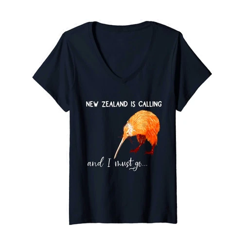 Newzealand Neuseeland Kiwi Backpacker Geschenkidee Womens New Zealand is calling, and I must go... New Zealand gift V-Neck T-Shirt
