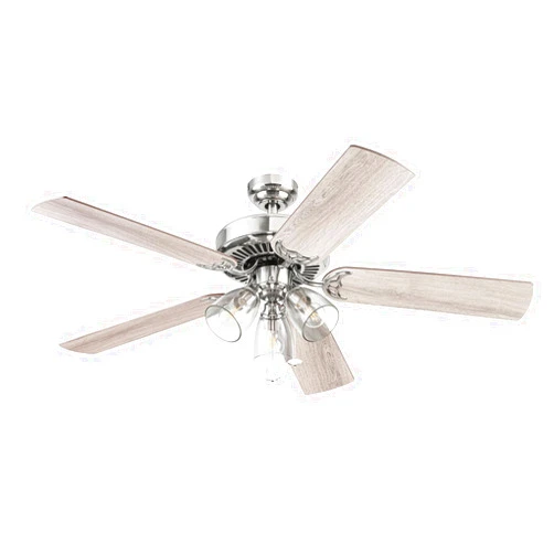 Prominence Home Saybrook Modern Farmhouse 52 Inch Ceiling Fan with Light, LED Ceiling Fan, Tri-Mount Indoor Fan with 5 Blades, Gray Oak and Brown Walnut Blade Finish Options, Matte Nickel (51592-01)