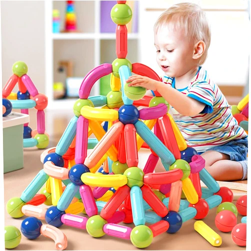 BAKAM Magnetic Building Blocks for Kids Ages 4-8, STEM Construction Toys for Boys and Girls, Large Size Magnetic Sticks and Balls Game Set for Kid’s Early Educational Learning (42PCS)