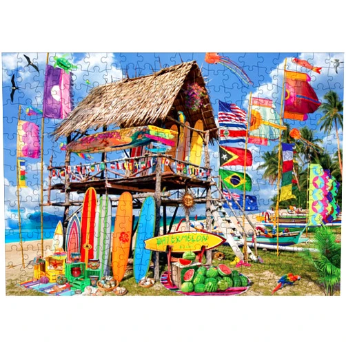 Buffalo Games - Garry Walton - Watermelon Surf Shack - 300 Piece Jigsaw Puzzle for Adults -Challenging Puzzle Perfect for Game Nights - Finished Size is 21.25 x 15.00