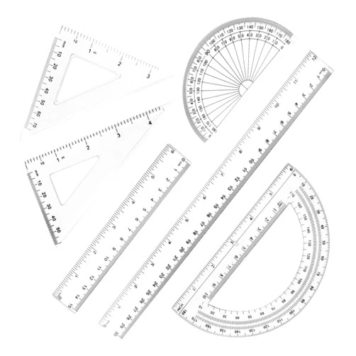 ZWIN Plastic Clear Ruler Math Set, 2 Protractors 180 Degree 2 Triangle Rulers 45 | 60 Degree 2 Straight Rulers 5.9
