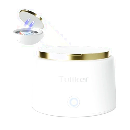 T TULLKER Ultrasonic Retainer Cleaner 25W 42kHz Tullker Portable Professional for Dentures,Aligner,Braces,Mouth Guard,Jewelry,Shaver Head Ultra Sonic Cleaning Machine