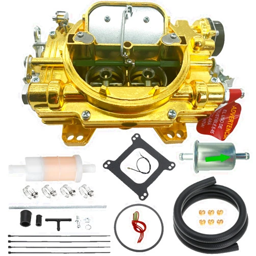 Trucktok 1403 4 Barrel Carburetor Performer Replacement for 500 CFM Square Bore Air Valve Electric Choke Carburetor NO EGR（Golden）