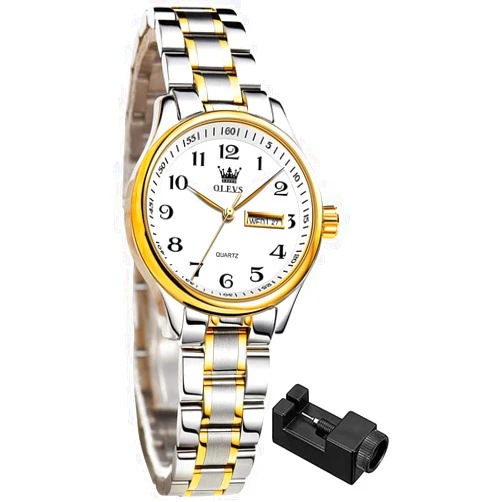 OLEVS Women Watches Business Dress Female Ladies for Small Wrist Watch Gold Silver Tone Stainless Steel Band Analog Quartz Day Date Waterproof Lady Watches