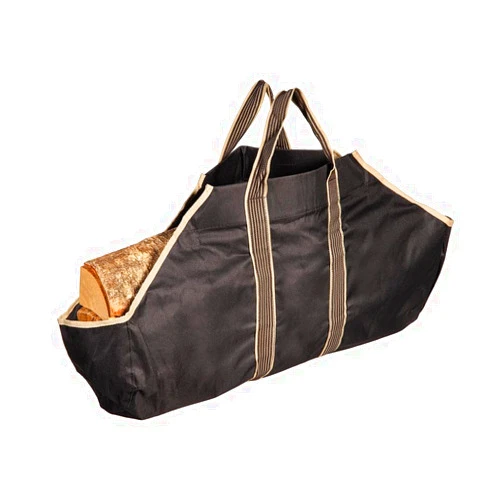 Plow & Hearth Canvas Log Tote, Wood Carrier for Firewood, Heavy Duty Log Carrier Bag