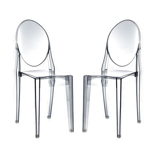America Luxury - Chairs Modern Contemporary Urban Design Kitchen Room Dining Chairs (Set of Two), Grey Gray, Plastic