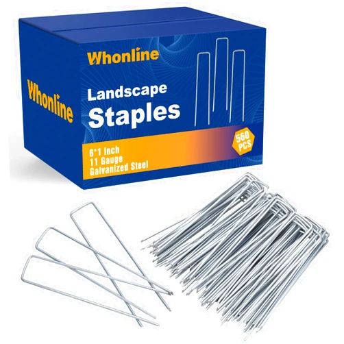 Whonline 560pcs 6 Inch Landscape Staples, Garden Staples Galvanized 11 Gauge U-Shaped Landscape Pins Ground Garden Fence Stakes Tent Yard Lawn Staples for Landscaping Fabric Irrigation Tubing