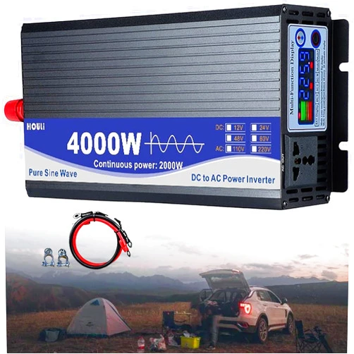 CLPYING Pure Sine Wave Inverter 3000W 4000W 5000W 6000W 7000W 8000W 10000W 12000W 12V 24V 48V 60V 72V DC to 120V 230V AC Voltage Converter for Home,RV, Truck, Off-Grid Solar Power Inverter(4000W,12Vto110V)