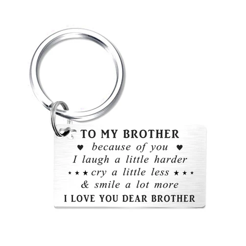 TANWIH Gifts for Brother - Metal Engraved Brother Keychains - Brothers Birthday Graduation Keychain Gifts for Men from Sister