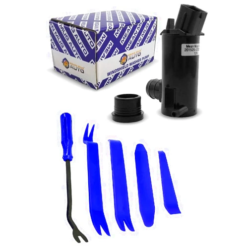 Mean Mug Auto 16212-81620C Windshield Washer Pump w/Grommet with 5Pcs Auto Trim Removals Set - Compatible with Hyundai, Kia - Replaces OEM #: 98510-26000, 9851-1C000, 98510-2G000, 98510-1C500